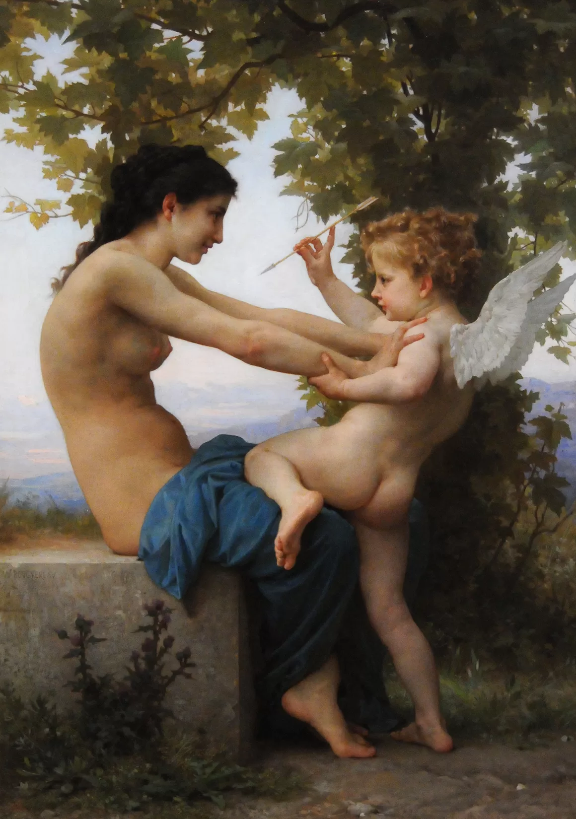 Reprodukcja: William-Adolphe Bouguereau, „Młoda dziewczyna broniąca się przed Erosem”, ok. 1880