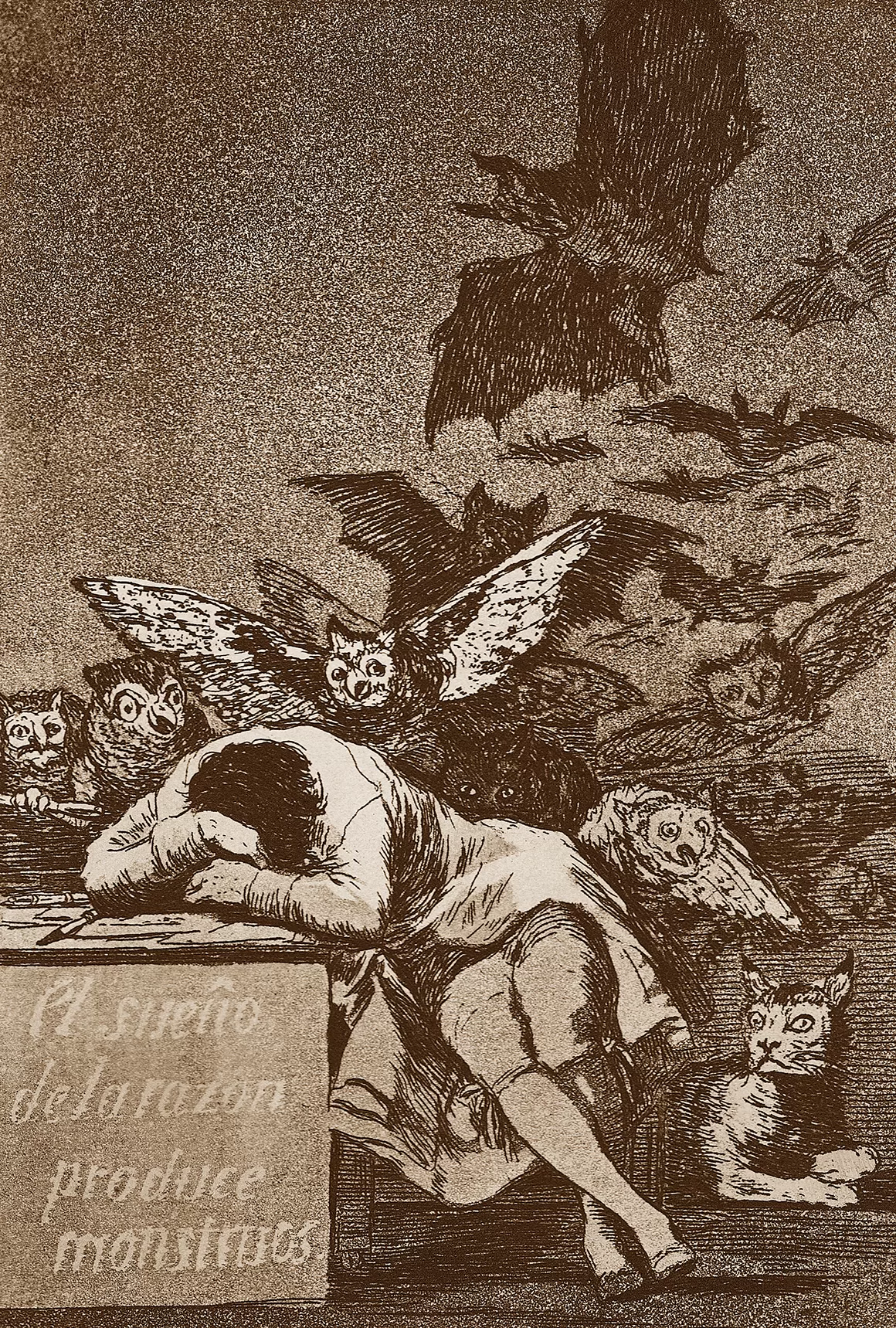 Obraz: Francisco Goya, „Gdy rozum śpi, budzą się demony”, 1798