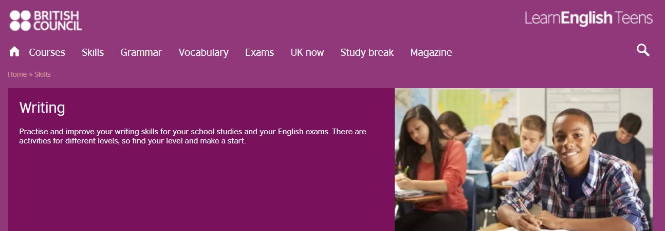 british council writing - screen from page