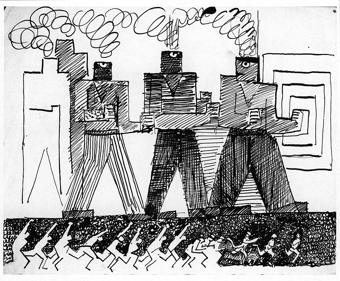 Grafika: Leon Chwistek, „3 roboty”, 1923