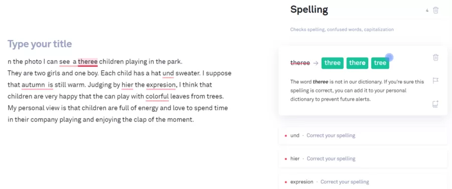 grammarly - screen from app