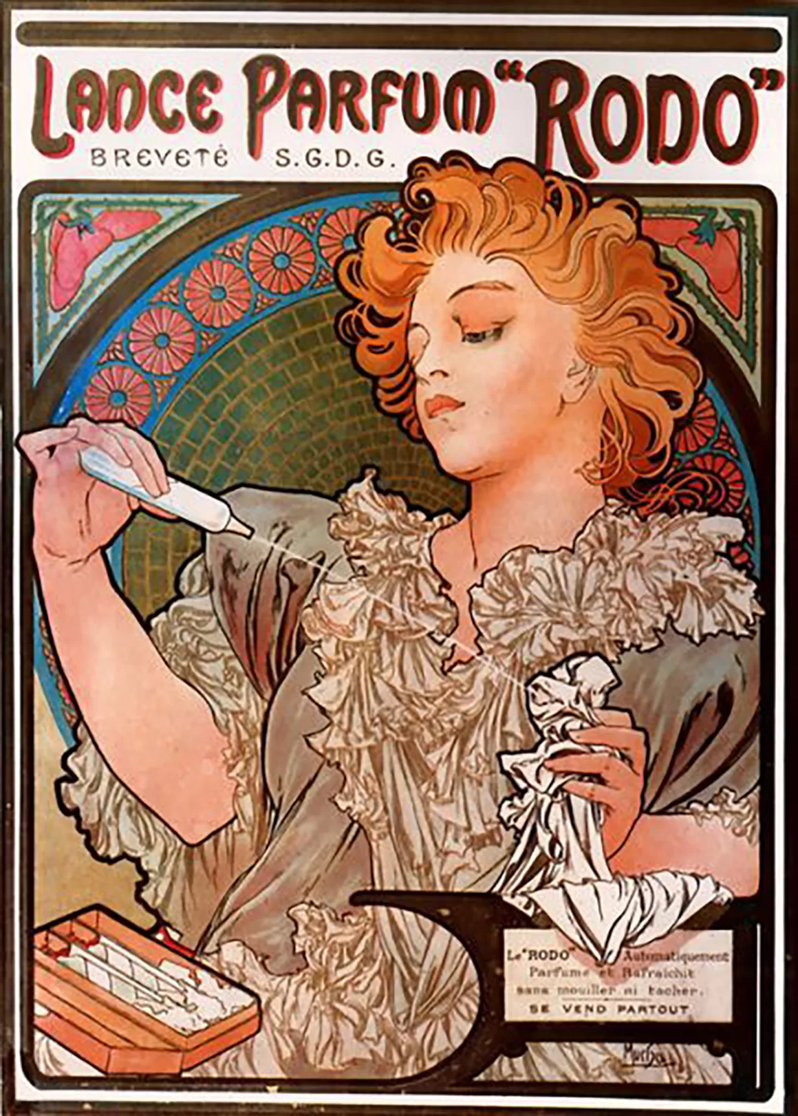 Obraz: Alfons Mucha, „Reklama perfum”, 1896