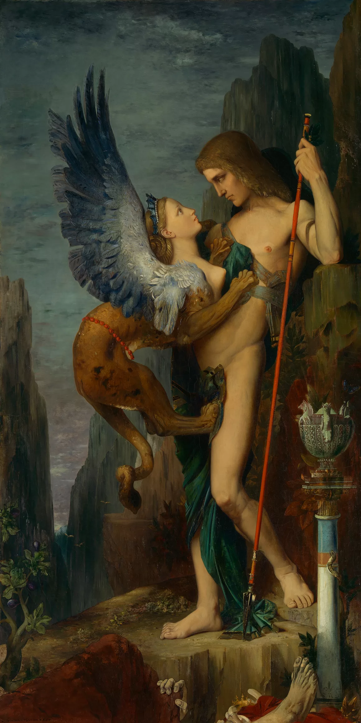 Obraz: Gustave Moreau, „Edyp i Sfinks”, 1864