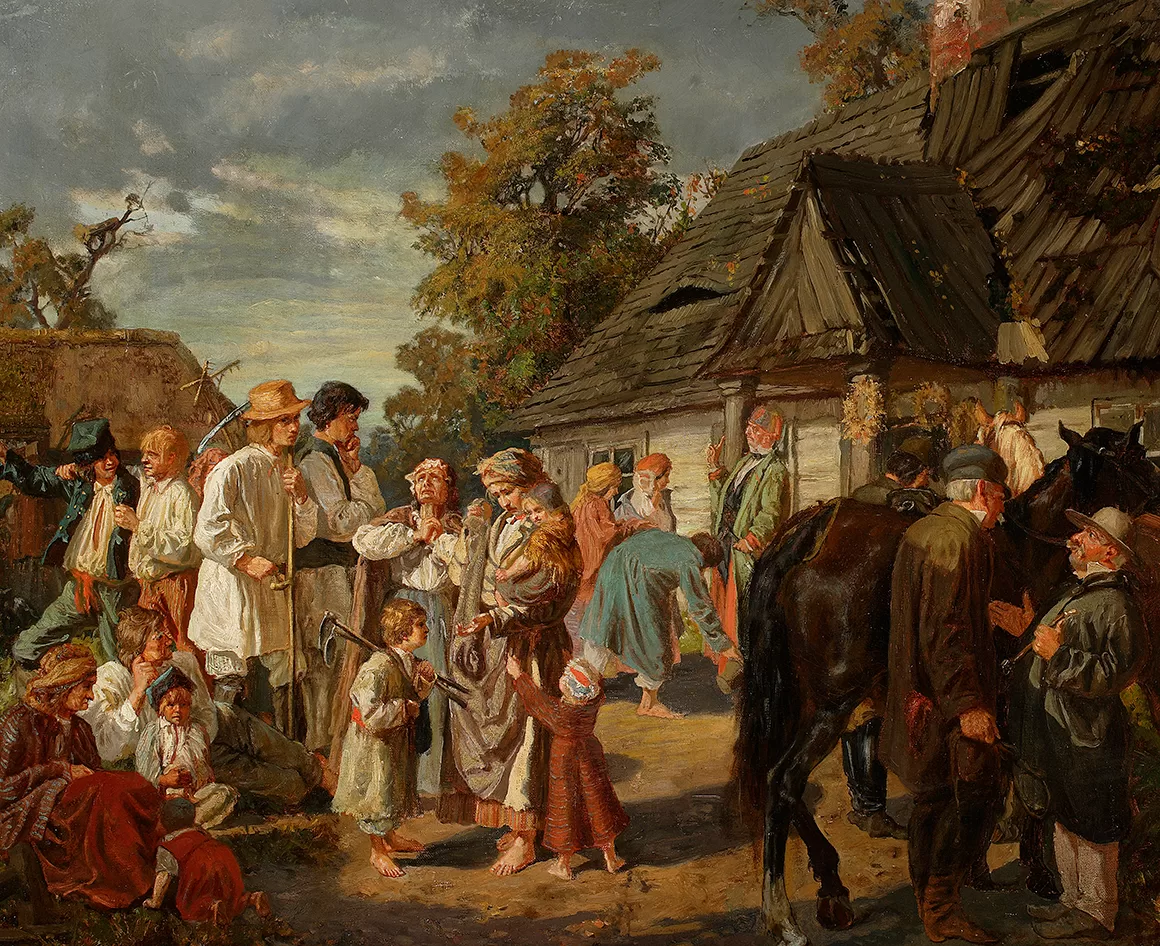 Reprodukcja: Józef Chełmoński, „Sobota na folwarku”, 1869